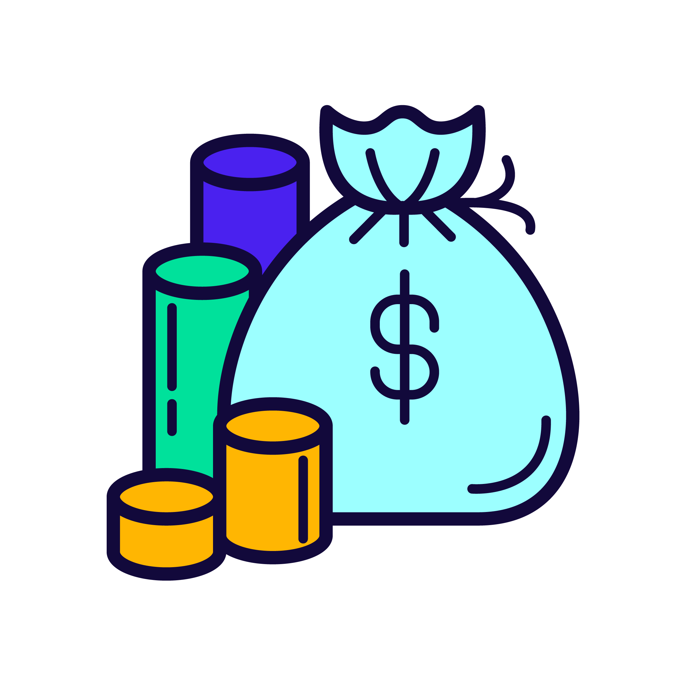 Bag of money and coins